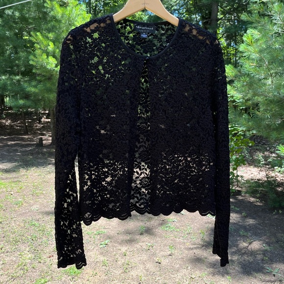 connected apparel Sweaters - 90s Connected Apparel Floral Lace Cardigan Roses Whimsigoth Cottagecore